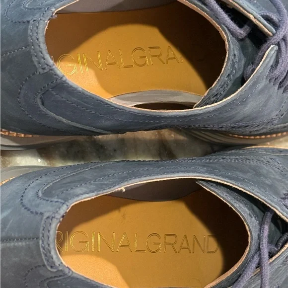 Men’s COLE HAAN Original Grand wingtip blue oxfords- Size 9 - Picture 9 of 11